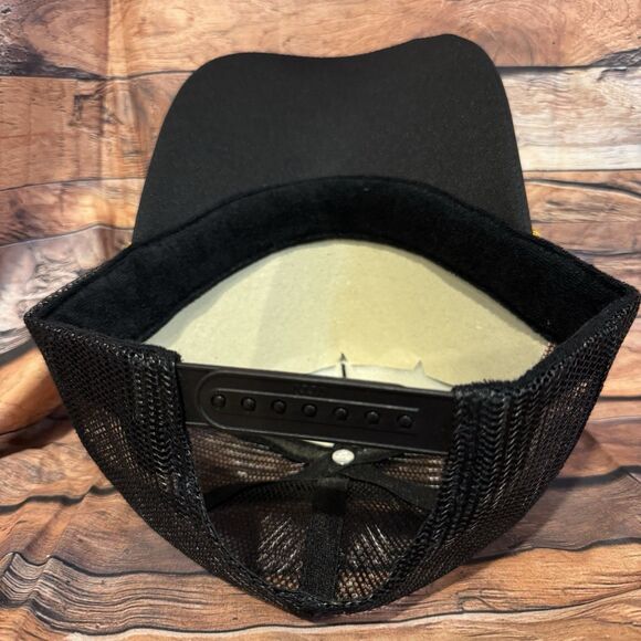 VACAY Trucker Hat Cap Black Yellow Mesh Captain Style Snapback Beach Vacation - Picture 5 of 7